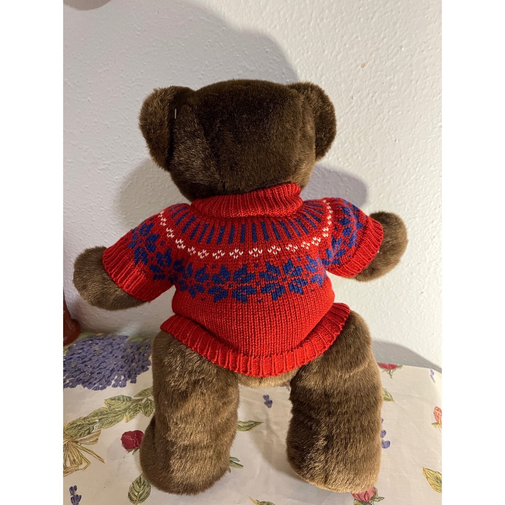Polo Ralph Lauren Teddy Bear Red Fair Isle Snowflake Sweater Plush 15 Inch - Picture 5 of 8
